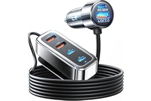 AINOPE 90W USB C Car Charger 6-Port, Super Fast USB Car Charger Fast Charging Cigarette Lighter Car USB Charger Multi Port wi