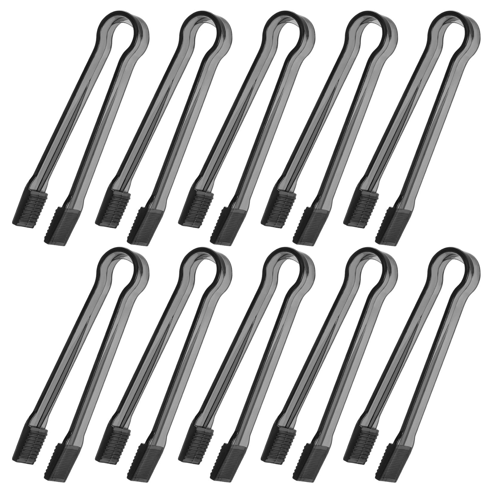 Photo 1 of 10 Pcs Plastic Buffet Serving Tongs, Clear Black Kitchen Tongs Mini Serving Utensil Tongs for Food Ice Salad Buffet Barbecue Cookies, 6.3 Inches