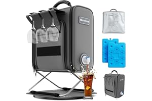 MARVOWARE Camping Cooler Bag w/ 360° Rotation Stand & 4L Food Grade Bladder w/Dispenser, Wine Tote Cooler Bag w/Insulated & Leakproof, for Outdoor Lovers