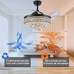 TRSIOPFC 36 Inch Dimmable Crystal Fandelier Ceiling