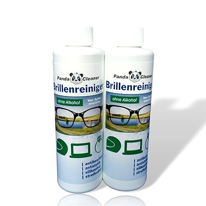 PANDACLEANER® Nachfüll-Set 500ml Brillenreiniger 2 x 250ml Nachfüllflasche + Brillenputztuch | ohne Alkohol | antibeschlag | 