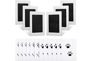 Baby Inkless Handprint and Footprint Pet Paw Print Kit 6 Black Handprint Ink Pads Hand and Foot Stamp with 12 Imprint Cards f