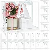 Cididu 20 Pack Clear Plastic Gift Bags with Handles, 12x10x5 Inch Reusable Goodie Flower Bag with Ribbon, Gift Packaging Bags Bulk for Valentine, Mother's Day, Wedding, Party, Birthday, Bridal Shower