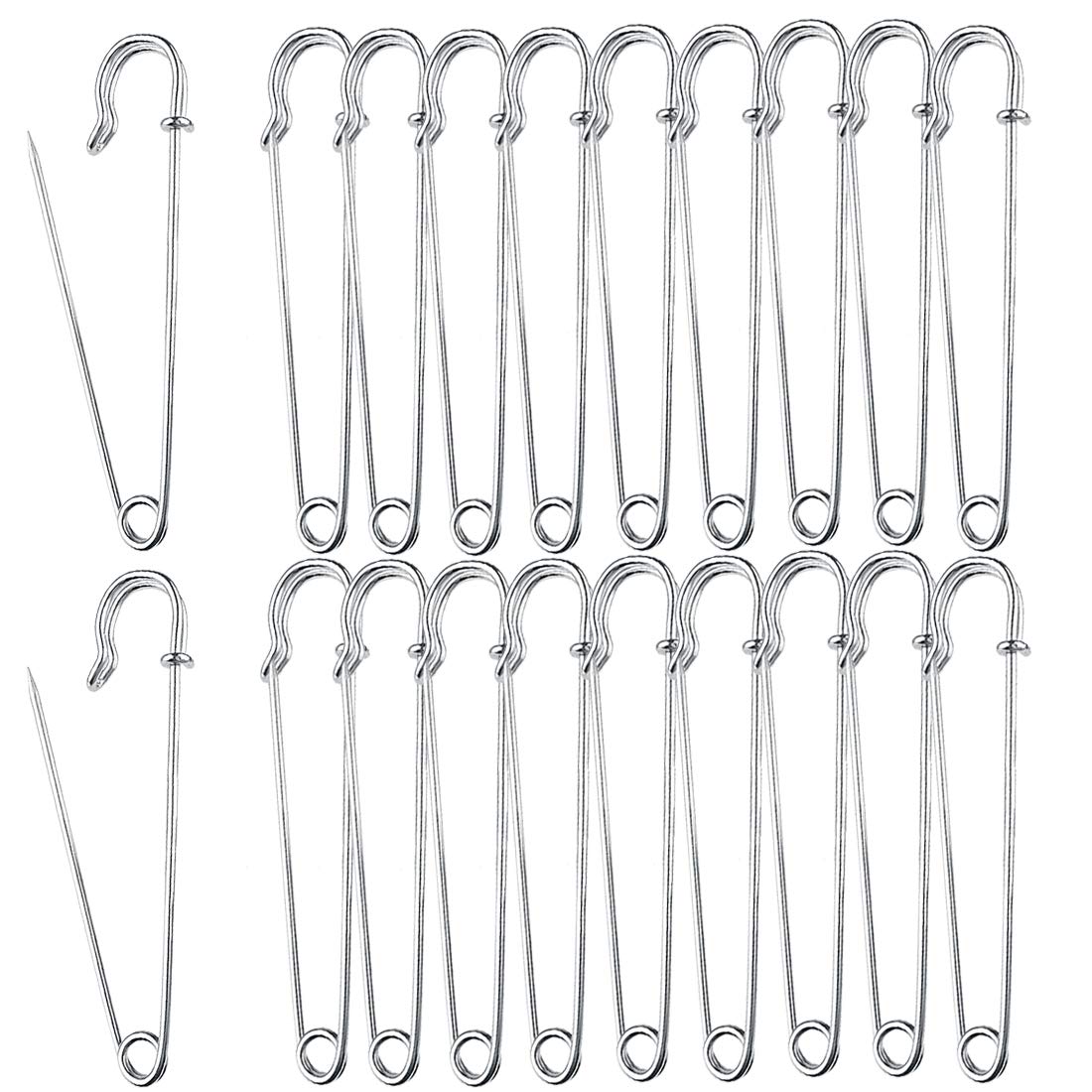 20 Pcs Large Safety Pins 3.15 Inch Kilt Pins Extra Large Pins Strong Blanket Pins Knitting Holder for Crafts Jewelry