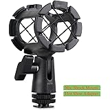 Eggsnow Microphone Shock Mount Clip Universal Mic Holder Stand + Hot Shoe Adapter Anti Vibration for AKG D230/Senheisser ME66/Rode NTG-2/NTG-1/Audio-Technica AT-875R