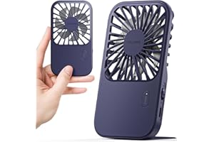 Otlonpe Mini Portable Handheld Fan, Small Personal Rechargeable Hand Held Fan with Foldable Stand, Lanyard, 3 Speeds for Girls Boys Kids, Makeup Lash Stylish Travel Essentials Gifts for Women (Blue)