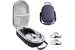 BIBUKS Hard Carrying Case Compatible with Oculus Meta Quest 3/3S,VR Headset Elite Strap and Touch Controller Accessories Carry Case,Hard Shell Travel Storage Bag (Blue)