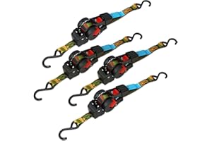 ANLU LOAD ANLULOAD Retractable Ratchet Strap(0.7In x 6.5Ft),S Hook Retractable Tie Down Strap for Motorcycles, Boats,Atvs,Utvs.WLL220Lbs,BS:440Lbs(4 Pack)