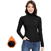 Tesuwel Women‘s Thermal Shirts Turtleneck Double-Sided Fleece Base Layer Lightweight Long Sleeve Thermal Underwear Tops