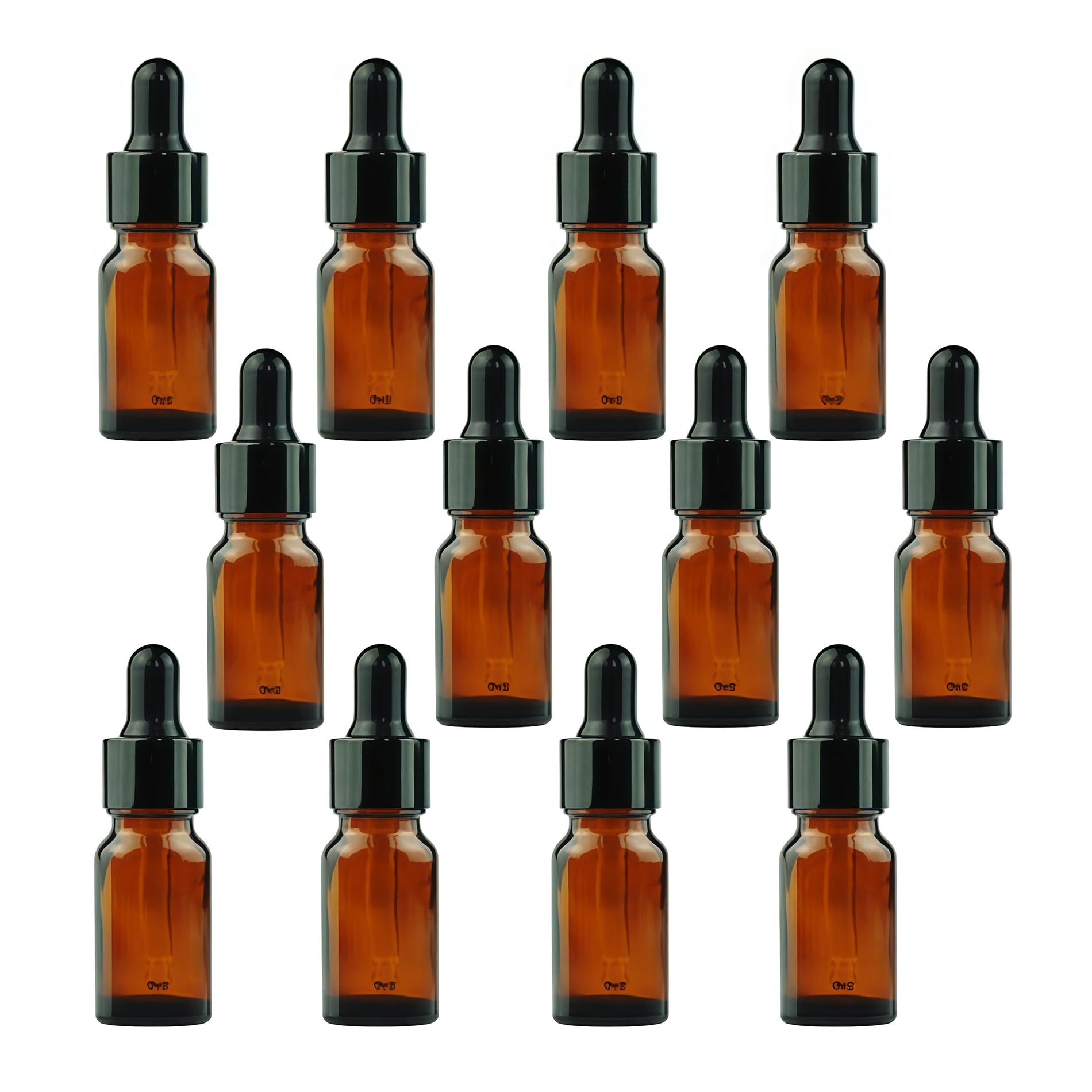 5ML/10ML Amber Glass Essential Oil Bottles and Eyed Dropper Black Caps Makeup Cosmetic Sample Container Bottle for Essential Oil Aromatherapy Use(Pack of 12) (5ML)