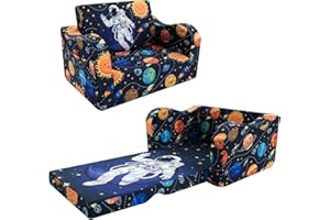 MeMoreCool Folding Kids Couch, 2-in-1 Foldable Toddler Sofa Bed and Lounge Chair, Comfy Fold Out Couch for Toddlers 1-3, Perfect for Playroom and Boys & Girls