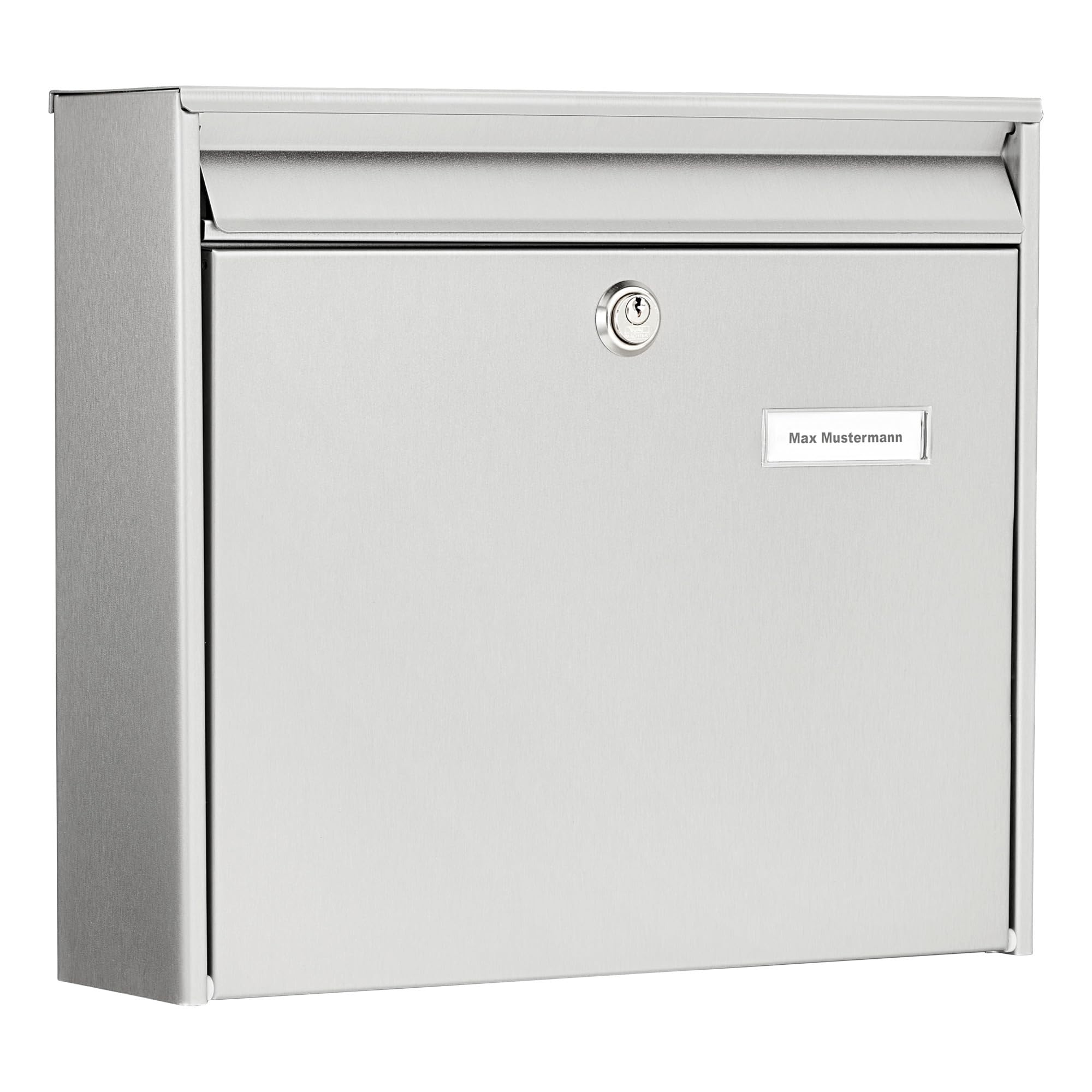 BURG-WÄCHTER, Stainless Steel Mailbox with Stop Opening, Slot Size A4, Stainless Steel, Borkum 3877 Ni