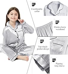 SWOMOG Kid Girls Boys Silk Satin Pajamas Set