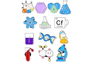 Taiyin 14 Pcs Science Pin Set Cute Enamel Lapel Pin Laboratory Pins Cartoon Scientist Science Pins Lapel Lab Alloy Brooch Pin for Badges Chemistry Bag Backpack Party Gift