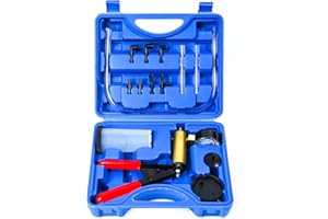 Yonligonju Brake Bleeder Kit with Hand Vacuum Pump with Gauge Adapters Automotive Brake Fluid Bleeding Set for Bike Car Truck (Blue)