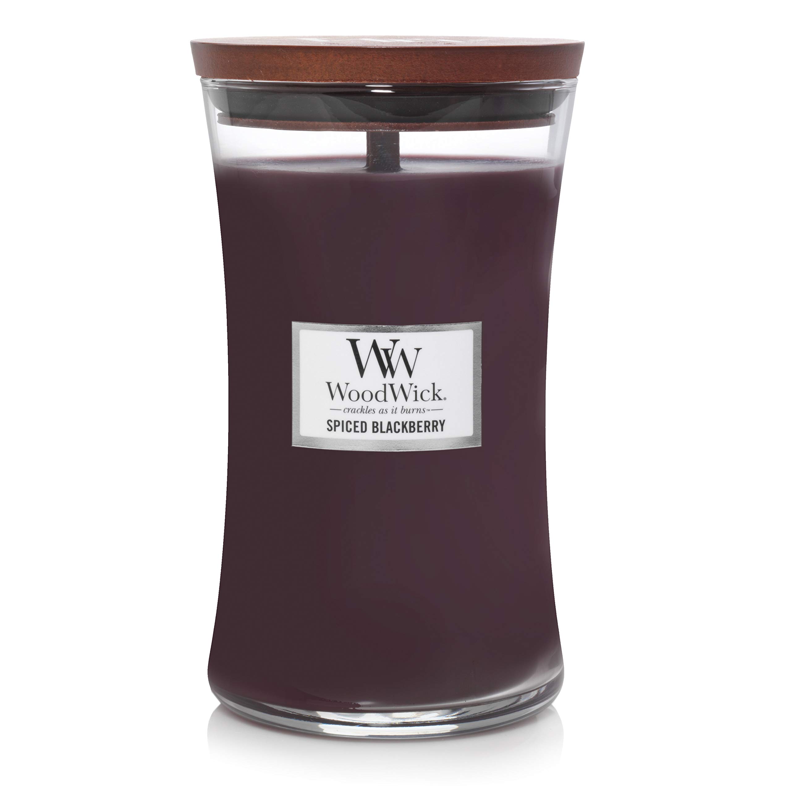 WoodWick Large Hourglass Scented Candle | Spiced BlackBerry | with Crackling Wick | Burn Time: up to 130 Hours