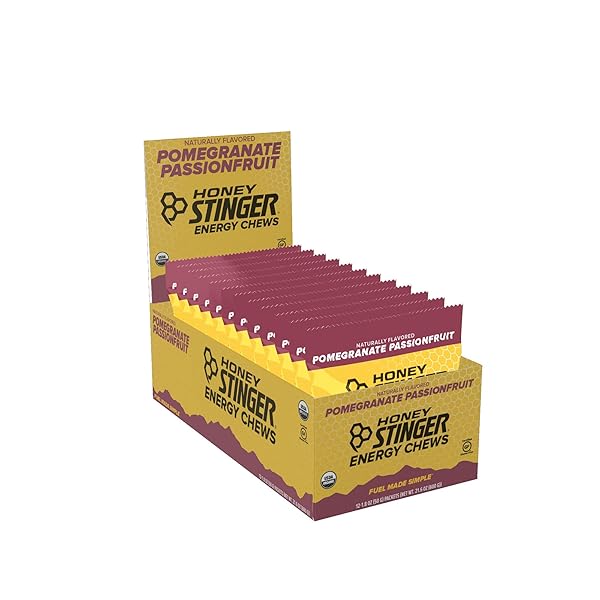 HONEY STINGER ORGANIC ENERGY CHEWS, POMEGRANATE PASSIONFRUIT, 1.8 OUNCE