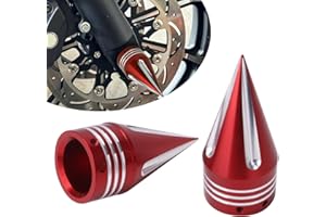 TDZ MOTO TDZ Front Axle Nut Covers 3.6" Inch Spike Front Axle Nut Covers Caps for Harley Softail Dyna Touring Street Electra Road Glide Sportster ，Red