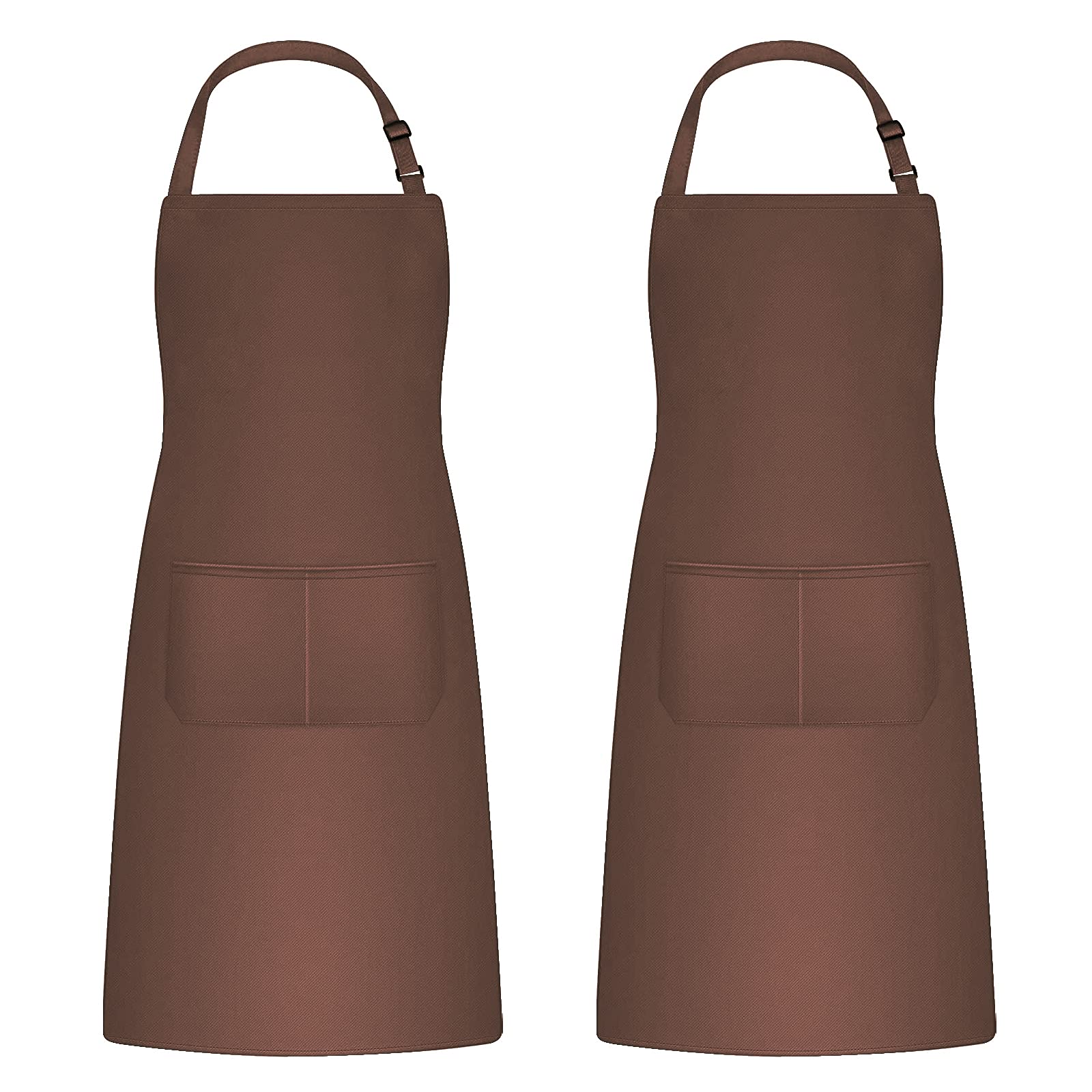 Catime 2pcs Cooking Aprons for Men Women, Chef Aprons with 2 Pockets for Kitchen, Adjustable Waterproof Aprons for Baking, Gardening, Art