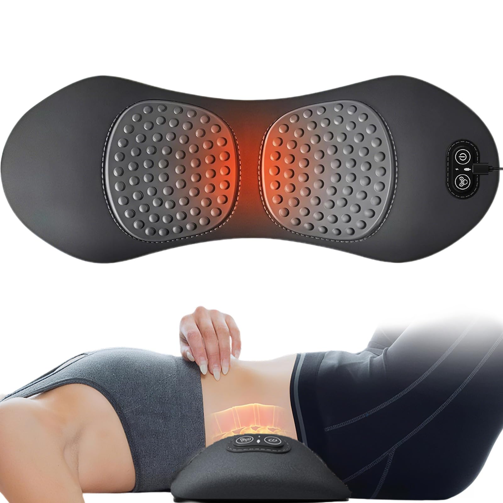 Photo 1 of 3 in 1 Lower Back Massage Electric Lumbar Support Pillow for Chair/Bed use