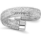 JewelryWeb 4.75mm 14k With Rhodium Mesh Bypass Stretch Ring Ring for Women