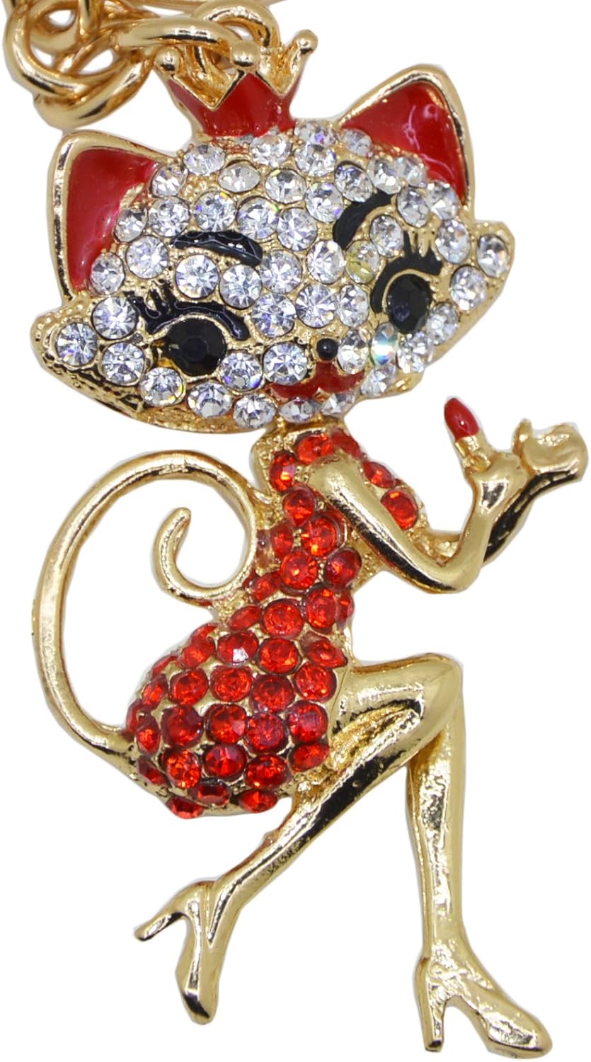 Keychain Keyring Fox Metal Bling Crystals Rhinestone Keyfob Charm for Handbags (Red), 11cm - Image 3