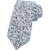 Mantieqingway Men Skinny Tie Cotton Floral Necktie for Wedding Groomsmen Tie