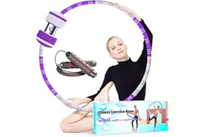 BILIGILA Weighted Exercise Hoop for Adults Weight Loss,8 Section Detachable Fitness Exercise Hoops with Jump Rope for Women and Men,Soft Padded Workout Hoops for Lose Weight Fast