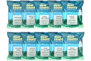 DOOR COUNTY COFFEE & TEA CO. Gourmet Flavored Coffee Sampler Pack - 10 Bags of Unique Flavored Coffees – 100% Specialty Grade 1 Arabica -1.5 oz Full-Pot Bags - Roasted by Door County Coffee