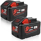 2Pack m18 18V 9 Replacement Battery Compatible with Milwaukee 18V XC Cordless Power Tools Batteries(Not Made in Milwaukee