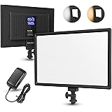 RALENO 19.5W LED Video Soft Light, 650Lux Studio Light Built-in 2 * 4000mAh Rechargeable Batteries, Camera Panel Light with C
