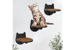 UIPAME 3-Packs Cat Climbing Shelves Wall Mount, Cat Wall Steps Shelves, Cat Wall Shelves with Scratching Pad, Cat Wall Furniture for Cat Sleep Climb Play, Cat Shelves Cat Stairs Cat Ladder(Black)