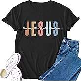 VERYNEAT Christian Shirt for Women Jesus Shirt The Way The Truth The Life Tees Top