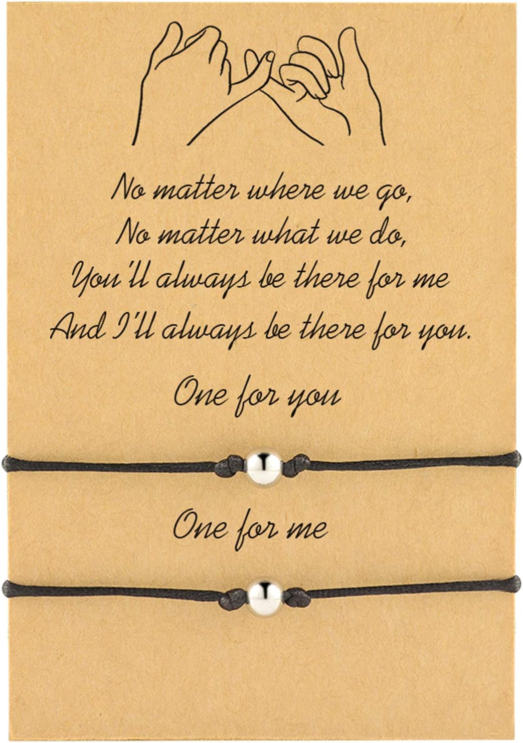 CheersLife Pinky Promise Friendship Matching String Bracelets 2PCS for Women Girls Mother Daughter Couples Graduation Gift