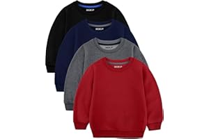 HXP 4 Pack Toddler Boys Sweatshirts Toddler Cotton Long Sleeve Pullover Sweatshirts Kids Boys Crewneck Tops Shirts