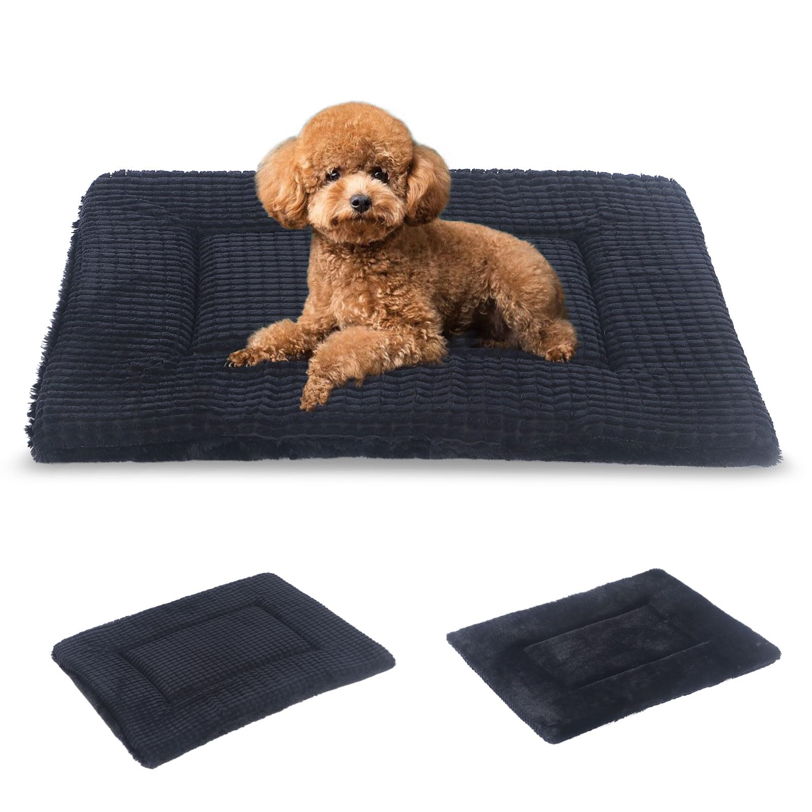 BVAGSS Dog Bed - Reversible Memory Foam Crate Pad, Soft Warm Washable Pet Cushion for Small/Medium Dogs (60x45x4cm, Dark Grey)
