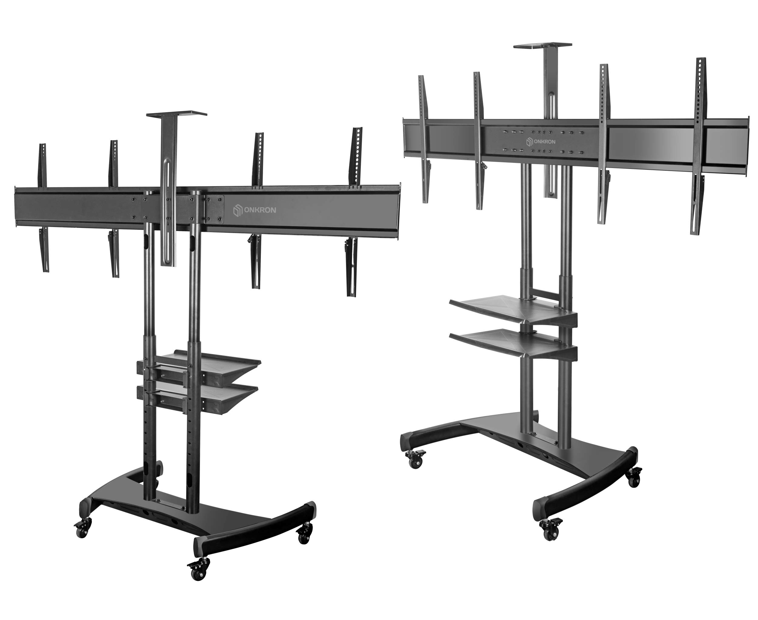 ONKRON Mobile TV Stand Dual TV Cart With Wheels For 40" 65 Inch LCD