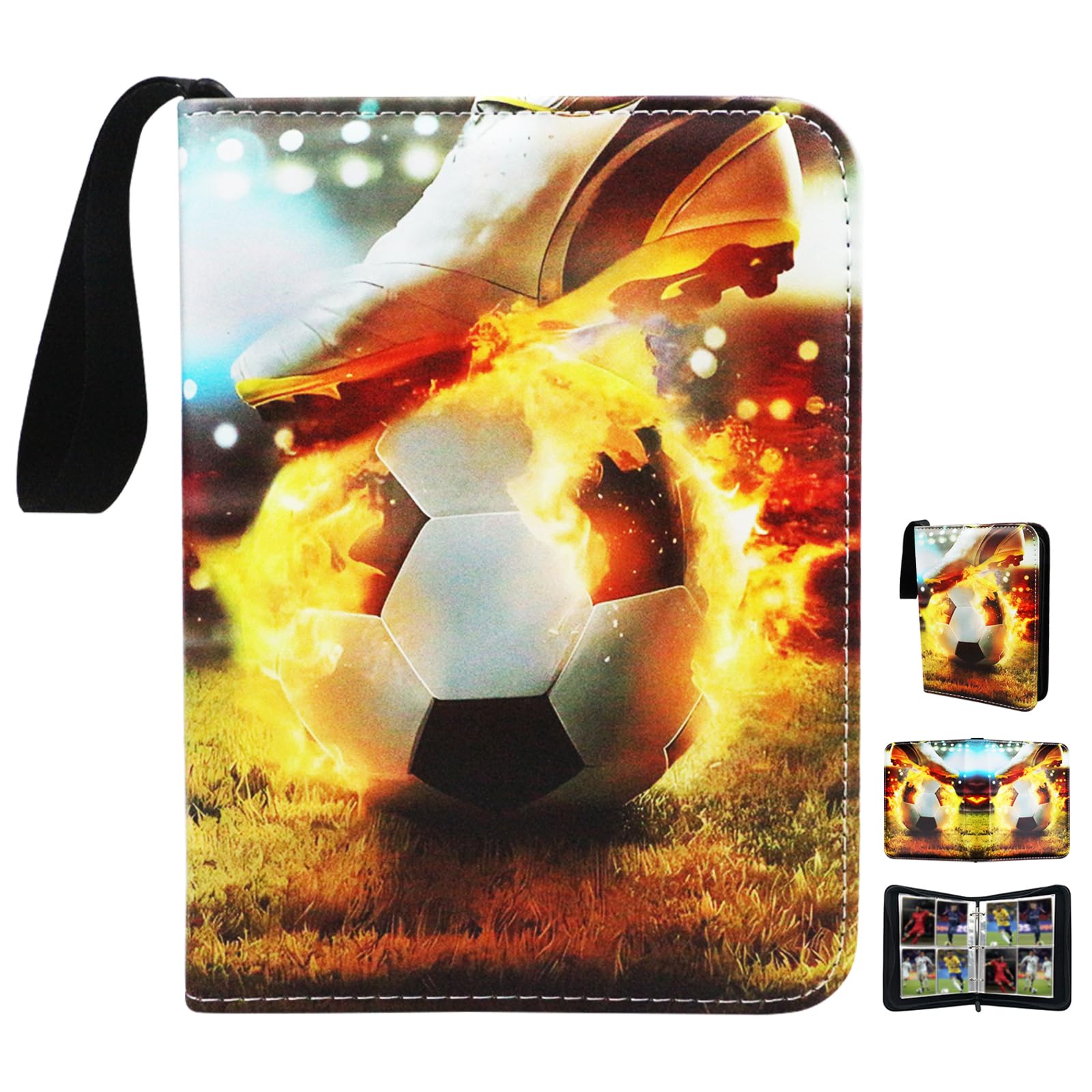 Football Card Binder 4 Pocket Fits 400 Cards with 50 Removable Sleevesves, Trading Card Binder Football Card Albums Sports Card Binder Football Card Binder Trading Card Albums