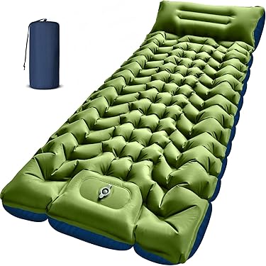 Matelas Auto-gonflant Camping - Isotherme, Pompe à Pied Incluse, Vert, 198cm