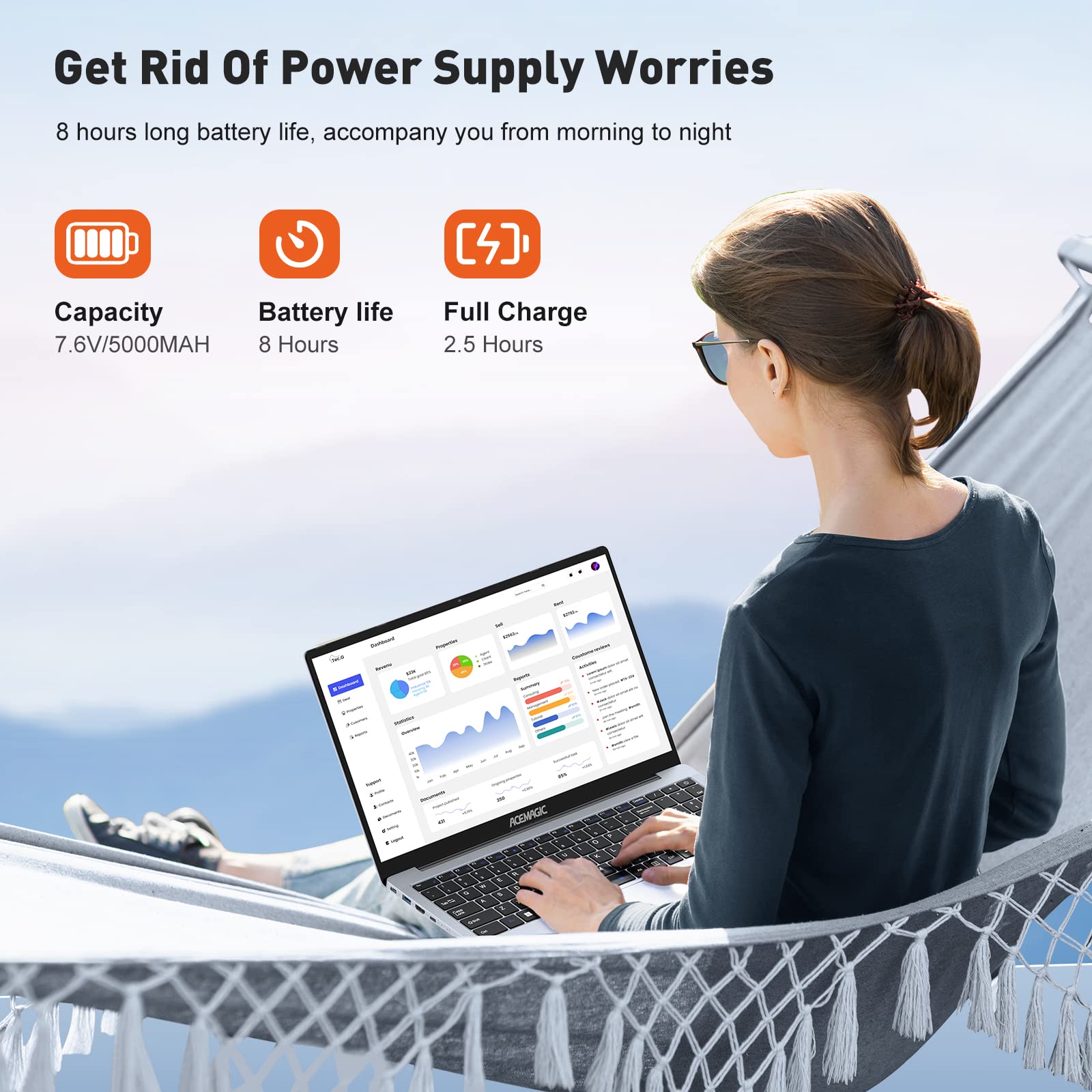 ACEMAGIC Laptop Computer Intel Quad-Core 12th Alder Lake N95(Up to 3.4GHz), 16GB DDR4 512GB SSD Windows Laptop with Metal Body Support 15.6