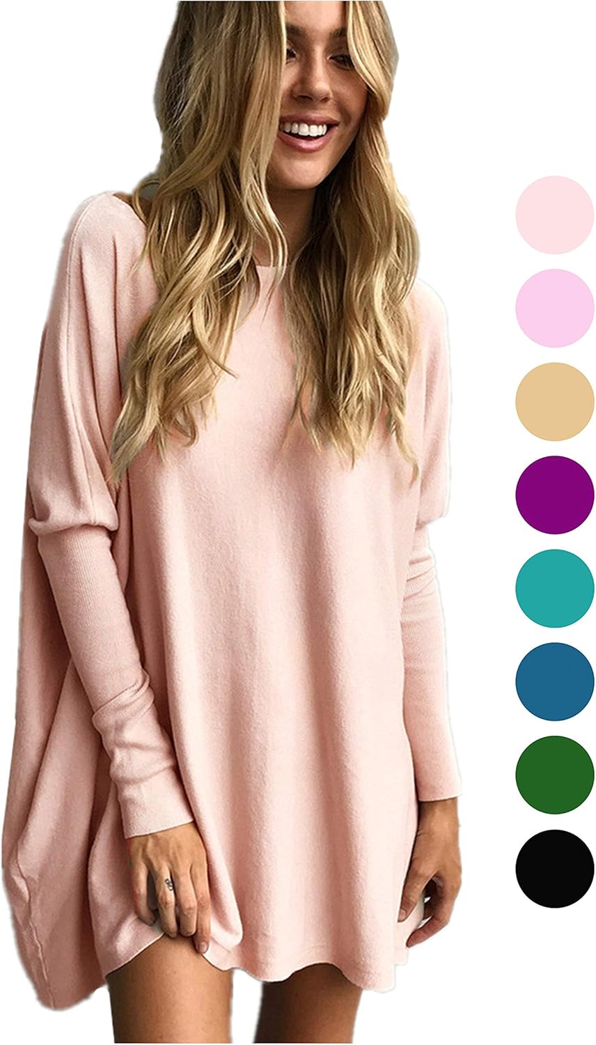 LETSRUNWILD Women's Tunic Tops for Leggings Oversized Shirts Casual Batwing Long