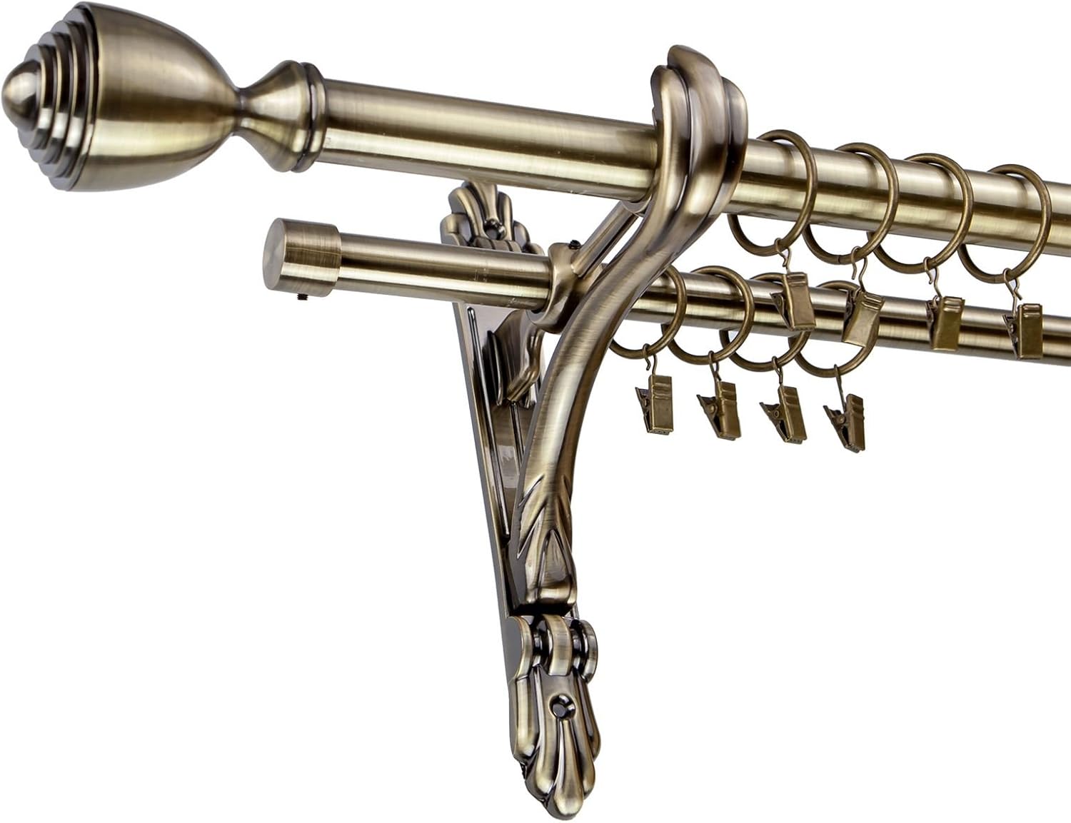Metal Double Curtain Rod / Pole 25/19 mm, Antique Brass, Avanti