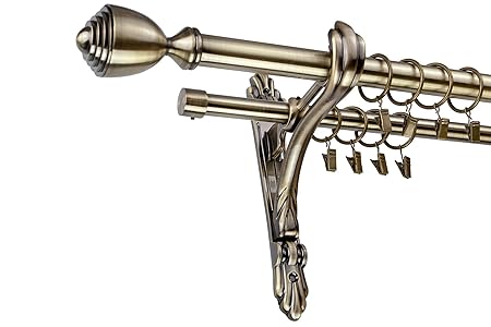 Metal Double Curtain Rod Pole 25 19 Mm Antique Brass Avanti