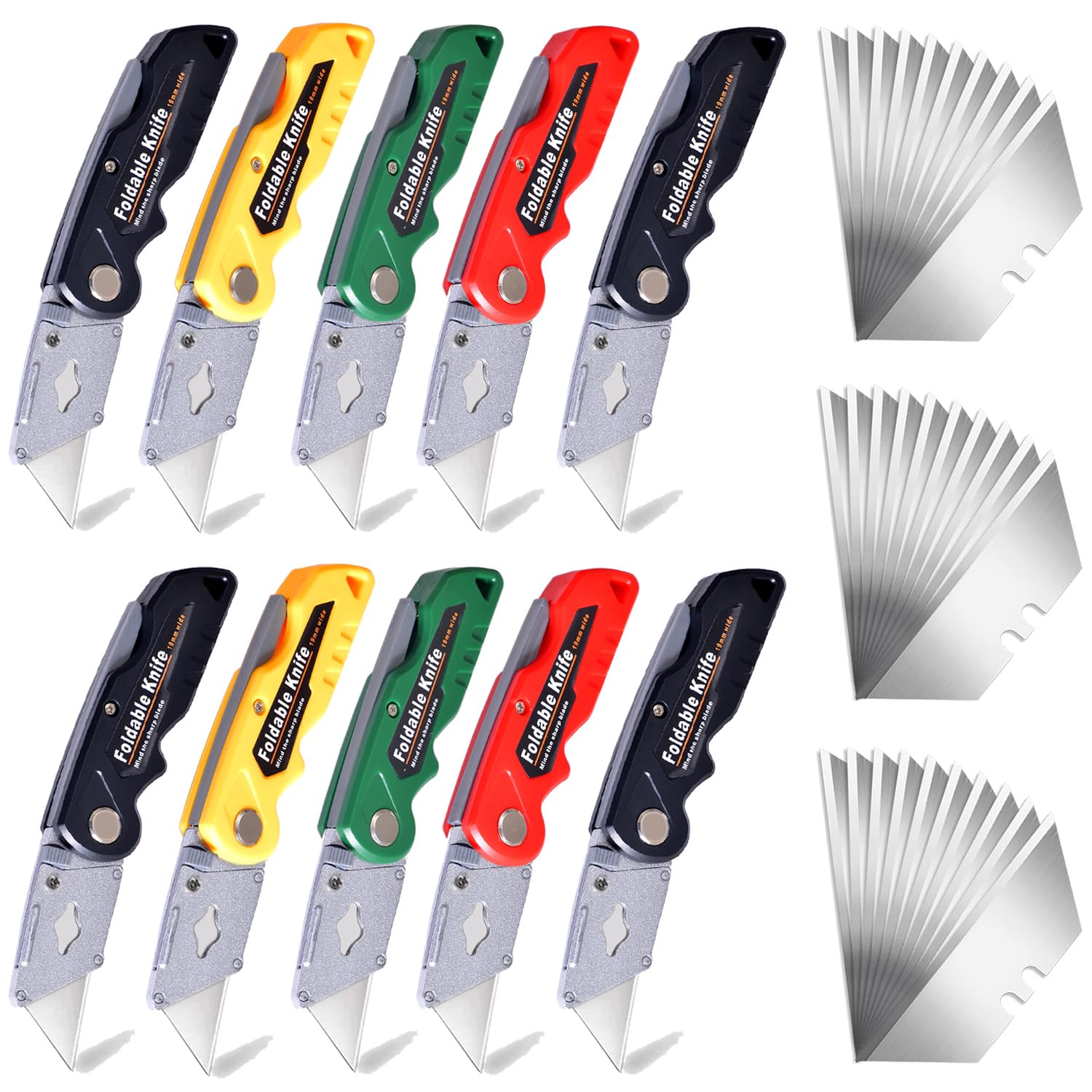 Photo 1 of 10-Pack Heavy Duty Folding Box Cutter Set with 30 Replacement Blades, Professional Utility Razor Knife Bundle (Box Cutter Pro (10Pcs))