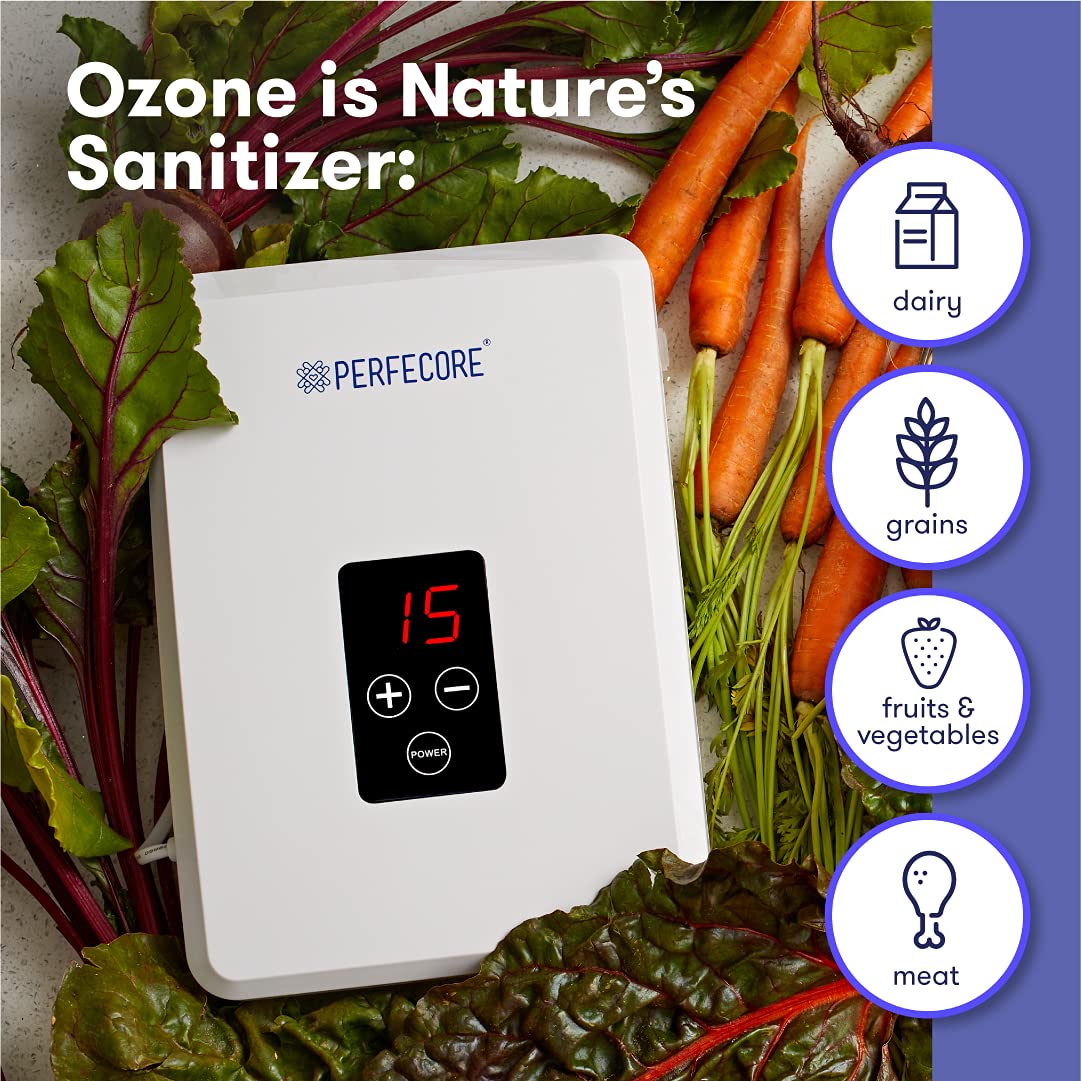 Perfecore Water Ozonator - Odor Eliminator and Fresh Water Machine w/Diffuser Stones and Timer - For Home, Kitchen, Fruits & Vegetables - 600 mg/Hour?