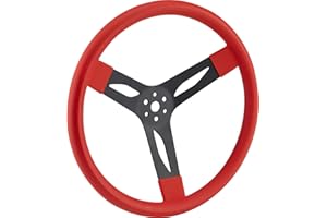 Speedway Motors Performance 15 Inch 3-Spoke Steel Steering Wheel, 2.75" Dish, Cushioned Grip, 3-Bolt Fit, Powder-Coated Red, No Horn Button Included, Sold Individually