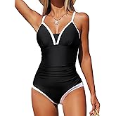 Smismivo Tummy Control Swimsuits for Women Slimming One Piece Bathing Suit V Neck Push Up Swimwear Summer Swim Suits 2025