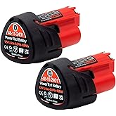 Battery Replacement for Milwaukee M-12 : 12v Batteries 4.0 ah Lithium Compatible with Milwaukee 12 Volt Cordless Power Tools Heated Jacket 2 Pack 48-11-2411 48-11-2440 48-11-2420 48-11-2401 48-11-2425