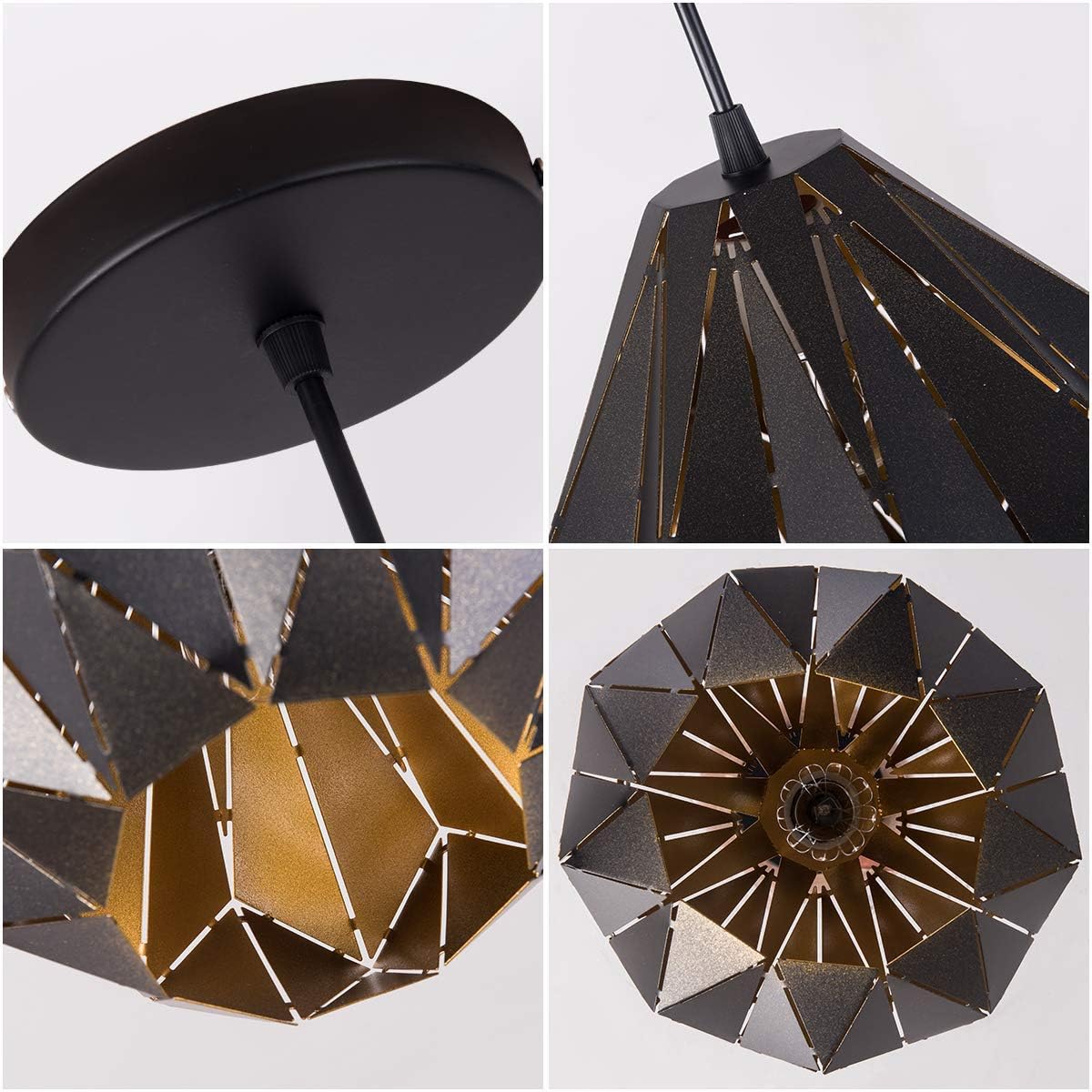 SAISHUO Geometric Pendant Light, Retro Loft Style Design, Mini Black Pendant Lighting Fixture, Hanging Ceiling Lamp, Chandelier for Kitchen Island, Bar, Hallway, Living Room, Dining Room - - 