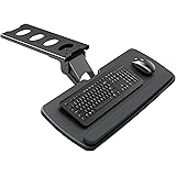 HUANUO Keyboard Tray Under Desk，360 Adjustable Ergonomic Sliding Keyboard & Mouse Tray, 25" W x 9.8" D, Black